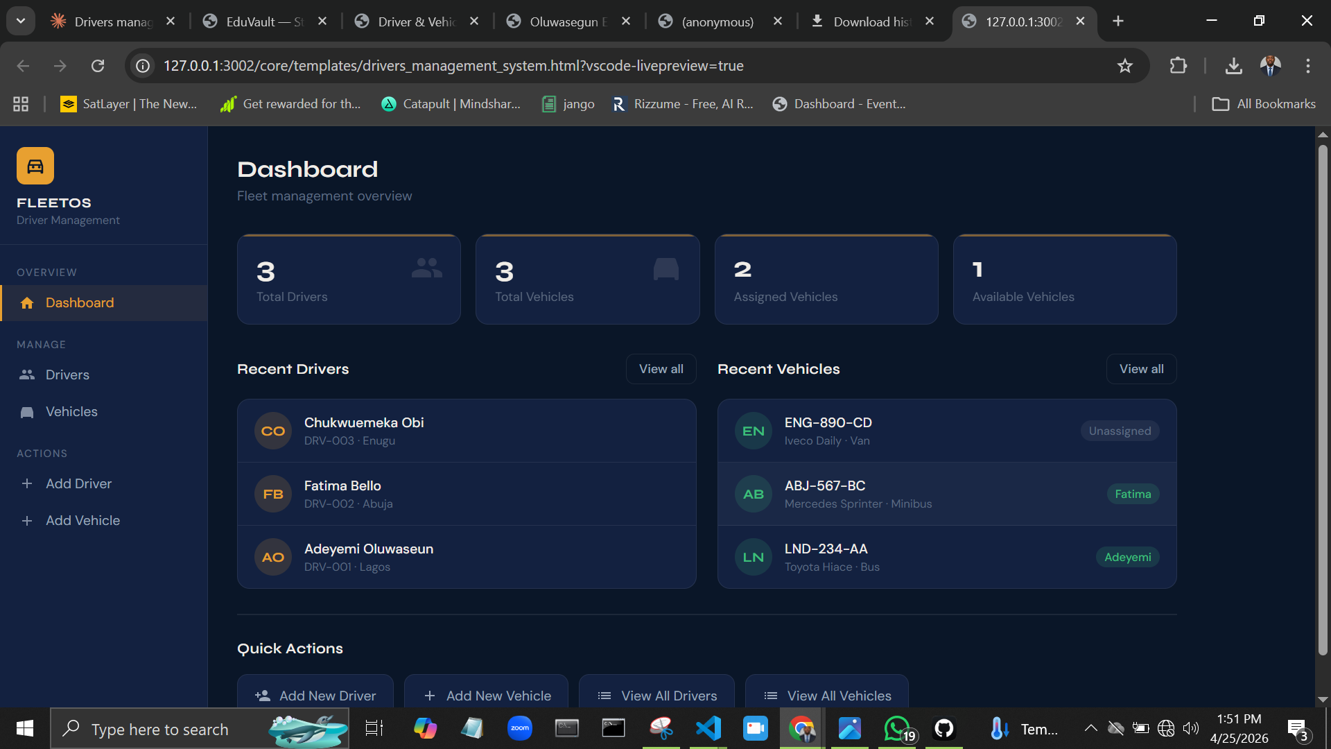 Drivers Management System Screenshot
